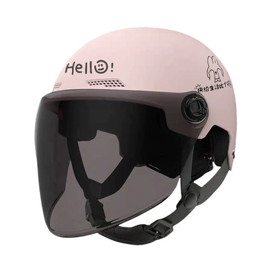 Women, Motorcycle Helmet for All Seasons, Motosiklet kaskı (dəbilqə) - 3c-certification-spring-and-summer-lucky-rabbit-sakura-powder-long-tea-one-size-fits-all