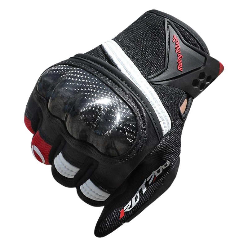 Motocicleta cuatro estaciones a prueba de viento adulto absorción de choque al aire libre montañismo esquí fibra de carbono resistente a la caída dedo completo montar guantes de pantalla táctil