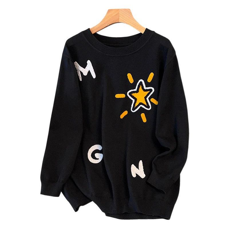 200/300 кг плюс размер женский толстый M бюст 150/160 Свободный вязаный пуловер 350 кг 8515