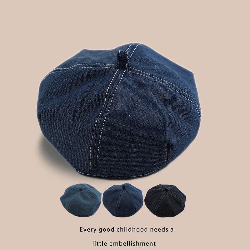 Niños japoneses vaqueros boina primavera y otoño delgada retro generales sombrero de ocho ángulos sombrero pintor bebé