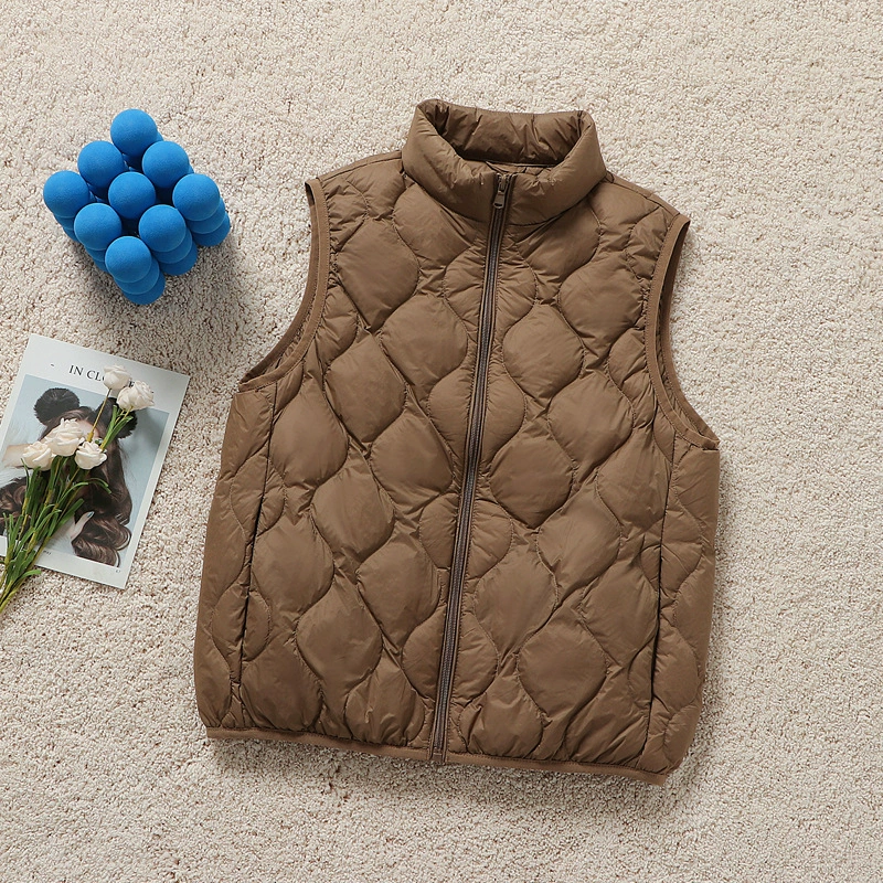 Пуховик жилет женский короткий воротник осень-зима новый повседневный легкий жилет теплый большой размер без рукавов