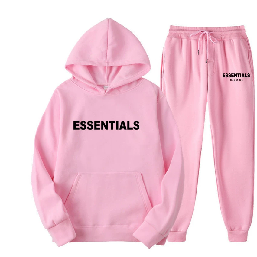 Свитшот-комплект (Fear of God ESSENTIALS) унисекс с двойной линией и бархатной худи & джоггеры, размеры S–XXXL