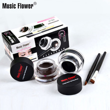 跨境彩妆Music Flower/音乐花M1007双色眼线膏方水2瓶装黑+棕色