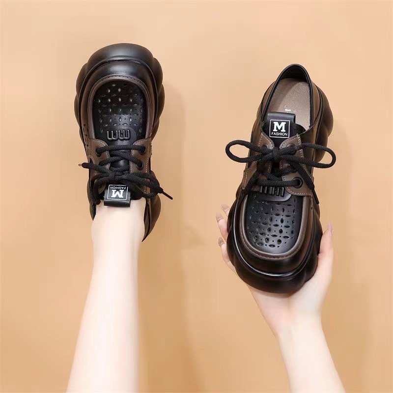 2026 primavera nueva Lefour zapatos de mujer estilo inglés de estilo amplio con suela suave cabeza redonda de moda zapatos muffin de suela gruesa zapatos antideslizantes