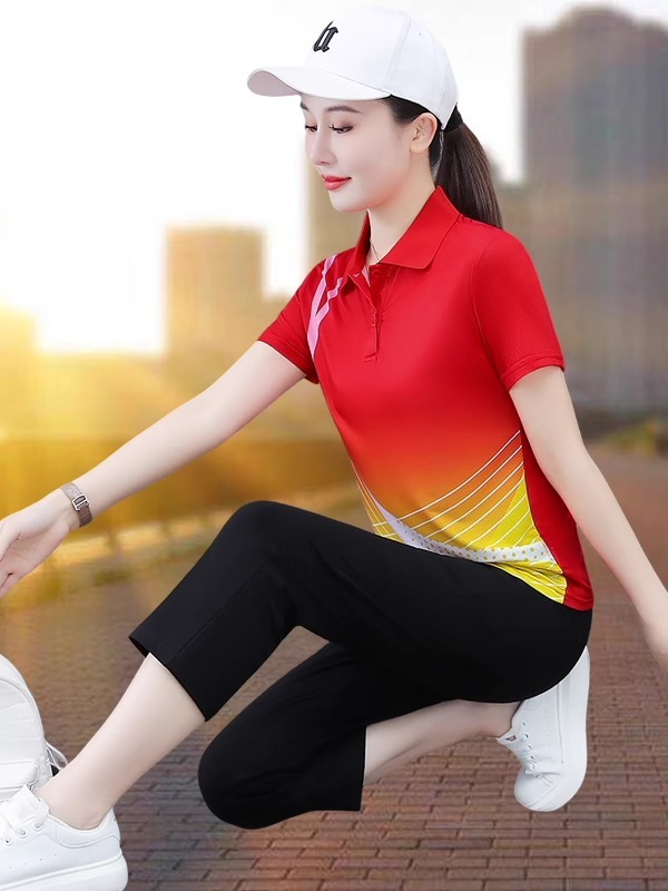 速干运动套装女冰丝2025新款薄款休闲时尚跑步健身服七分裤两件套|undefined