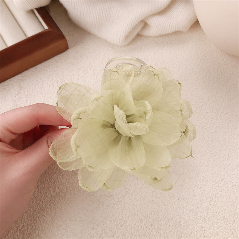 Nuevo estilo coreano temperamento artístico temperamento antiguo hilo de red flores agarrando clip de pelo estilo francés detrás de la cabeza agarrando tocado de verano