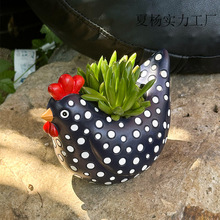 跨境斑點雞花盆牧場庭院裝飾花瓶波爾卡圓點雞花盆花園裝飾擺件