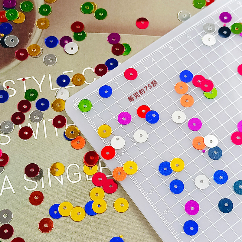 Yaluo PET lentejuelas 6MM ronda plana agujero medio DIY plata fondo multicolor de detección de Chuck de comercio exterior color mezclado PIN de fábrica