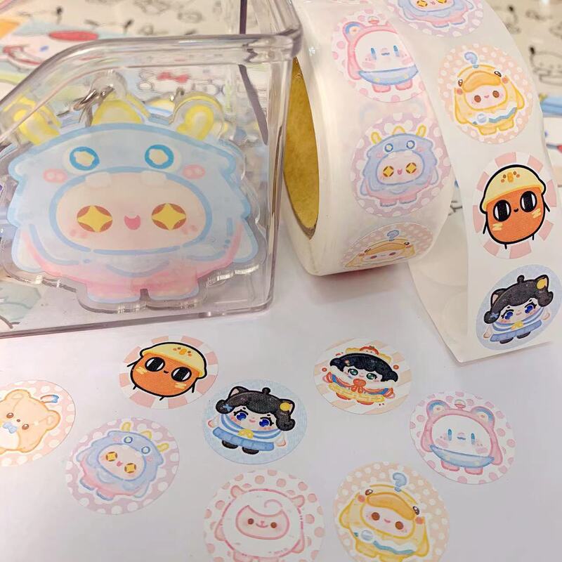 卵仔パーティーシールかわいい貼り絵幼稚園シール高颜値カップ手帳デスクトップ円形貼り500貼り|undefined