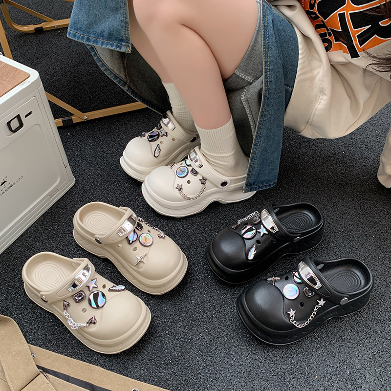 Clearance 2025 New Model Planet Chain Women's Shoes Thick-Soled Height-Increasing Closed-Toe Sandals Summer Outdoor Versatile Clogs