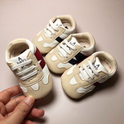 0-1 year old baby sports casual shoes for men and women, rubber sole toddler shoes, lace-up large letter stepping shoes