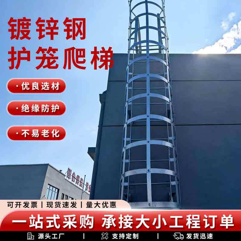 定制镀锌钢爬梯市政污水池检查井爬梯施工工程安全钢结构人员爬梯