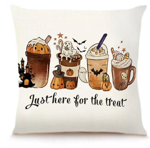 Transfronterizo Amazon Halloween impresión lino almohada cubierta bruja calabaza decoración doméstica almohada cubierta