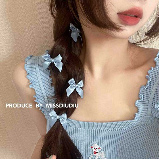 Ballet Wind 6 Pack Leather Pink Ribbon Small Bow Hairpin Stage Performance Cute Hairpin Hair Headwear