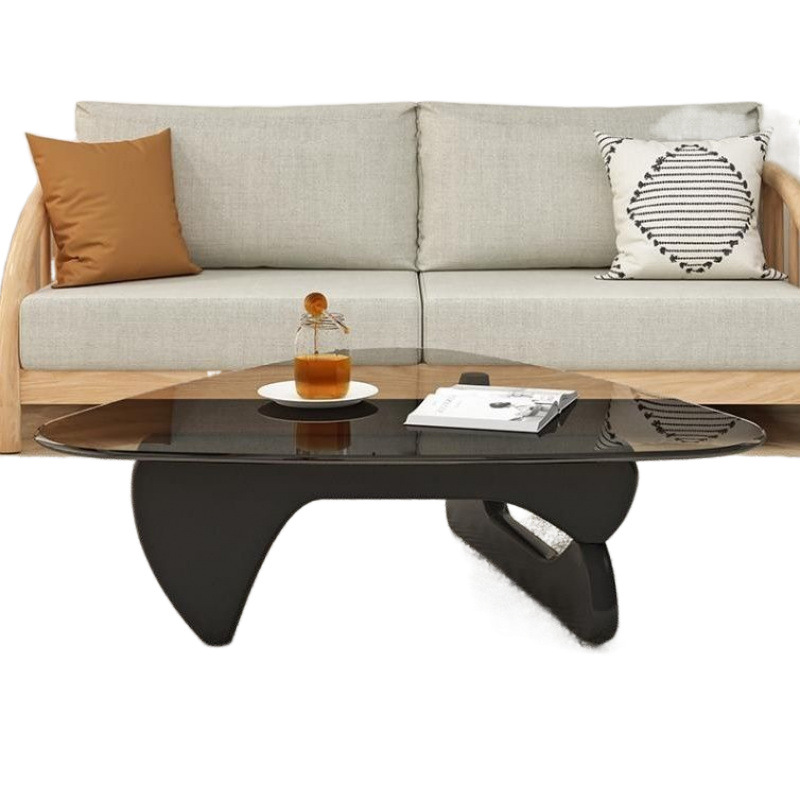 Mesa de té de vidrio temperado pequeña sala de estar minimalista doméstica moderna simple Noguchi Yong mesa de té redonda creativa