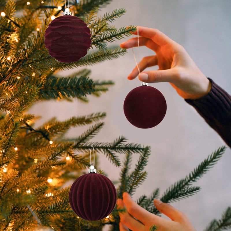 クロスボーダー新製品 8 センチメートル植毛ボールクリスマス装飾ボールセットクリスマスツリーシーンレイアウトクリスマスペンダント|undefined