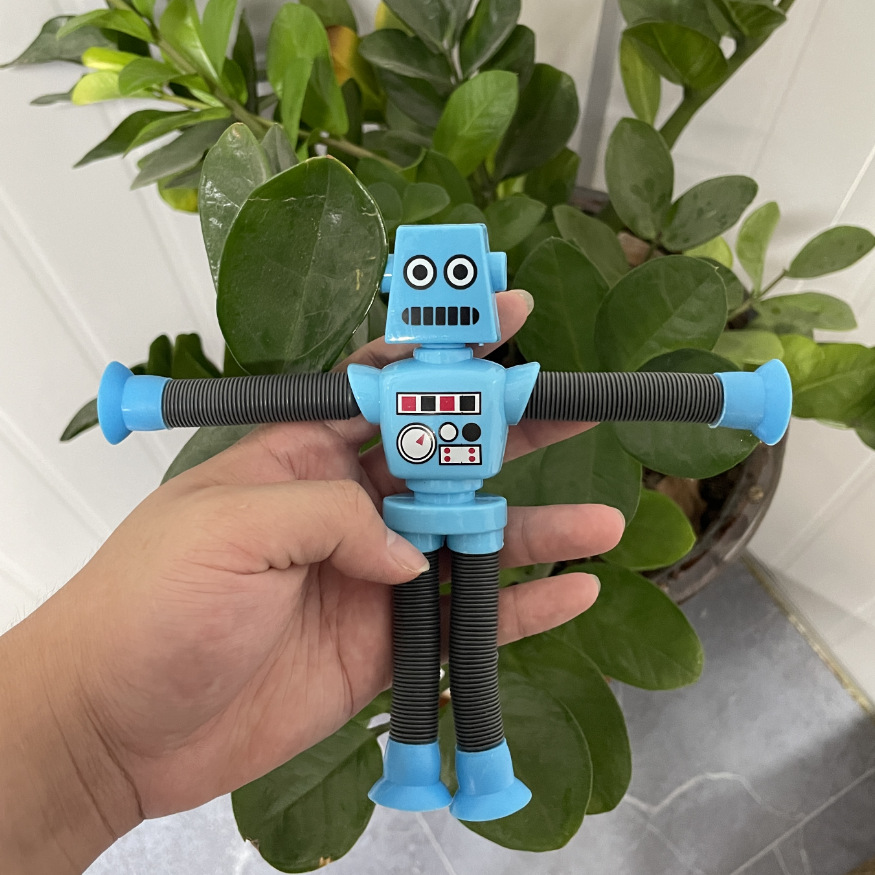 Transfronterizo robot flexible tubo telescópico niño puzzle dibujos animados estirados ventosa interacción padre-hijo creativo juguete descompresión