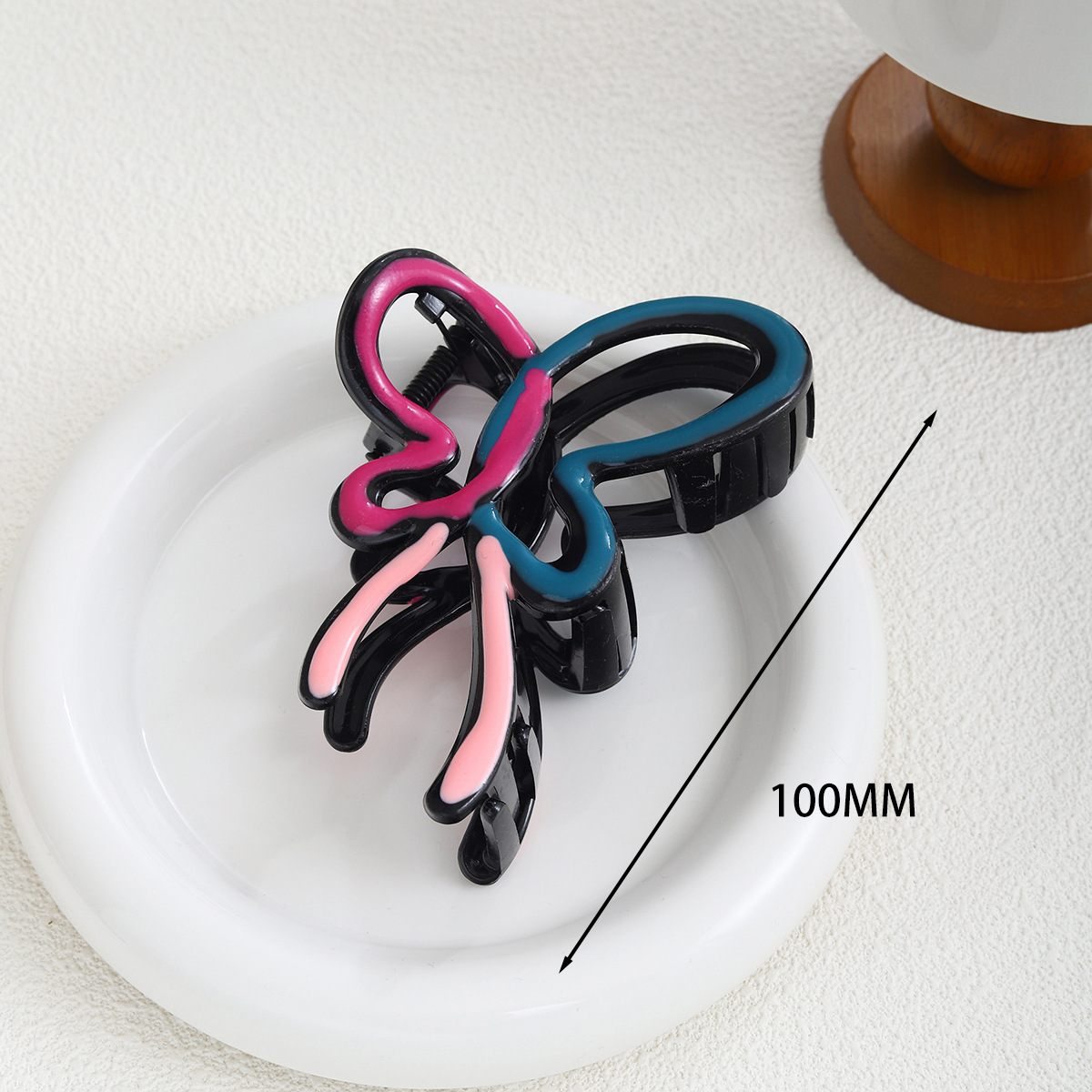 Pink and blue ribbon knot hairpin 10cm