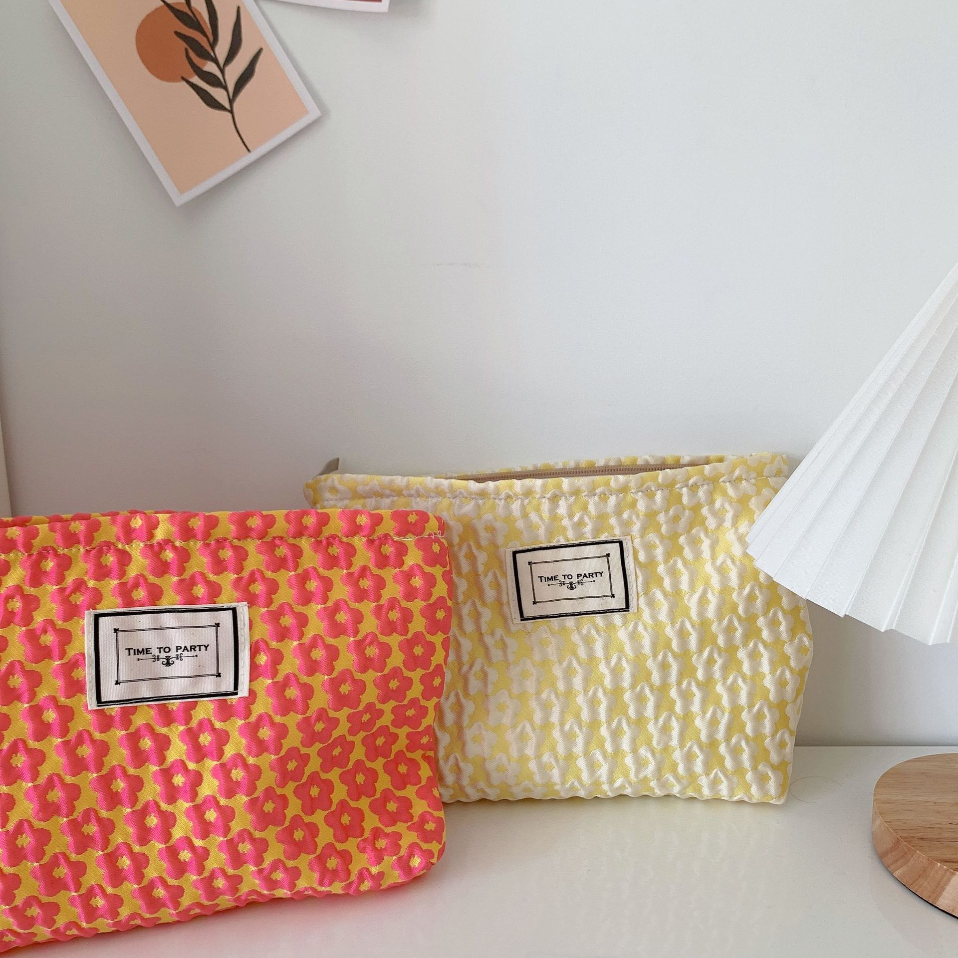 Jacquard cuadrado viaje bolsa cosmética bolsa de almacenamiento retro portátil embrague gran capacidad caja cosmética bolsa de almacenamiento