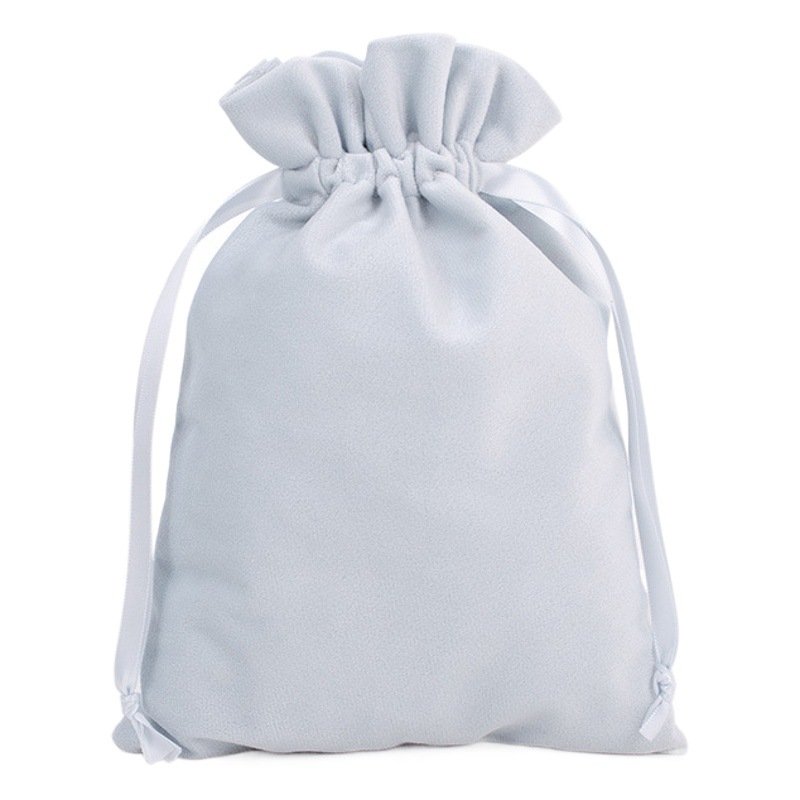 Bolsa de terciopelo con cordón al por mayor bolsa de cordón de franela a prueba de polvo en blanco joyería cinta cordón bolsa de almacenamiento de terciopelo