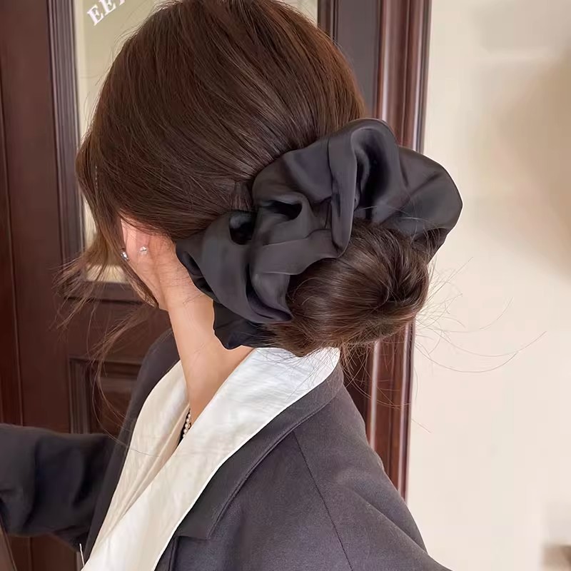 2025 nuevo retro satén de cabello de cabello anillo de intestino grande mujer coreana atada baja cabello de cabello de cola de caballo adornamiento de cabello coreano