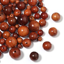 厂家直供 15-30颗缅甸花梨木散珠圆珠子DIY饰品配件佛珠古玩串珠