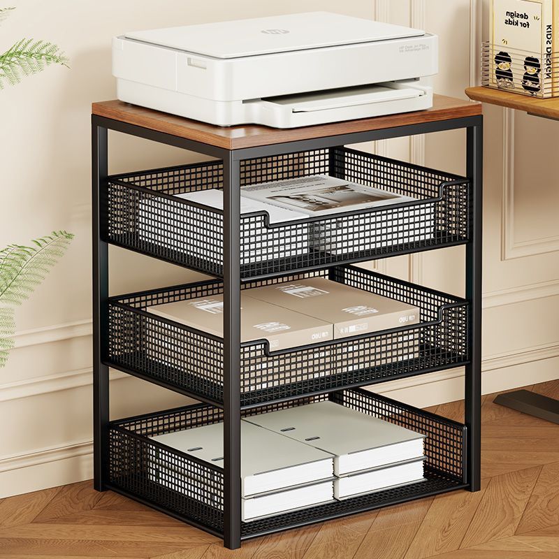 Printer Storage Rack, Floor-Standing Office Multi-Layer Desk-Side Storage Rack, Large-Capacity File Organizer for A4 Paper