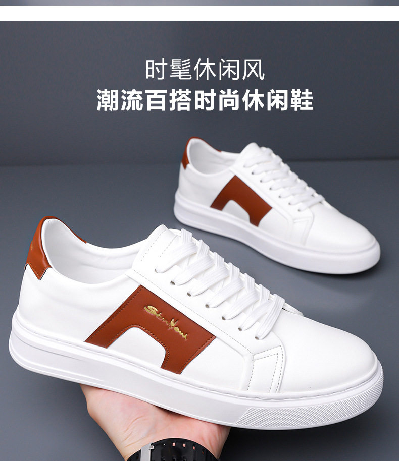 Giày lười nam mũi tròn gót phẳng, đế mềm chống trượt, thoáng khí, cỡ lớn 38–46 — cam trắng, trắng, trắng xanh, trắng đen chi tiết 5