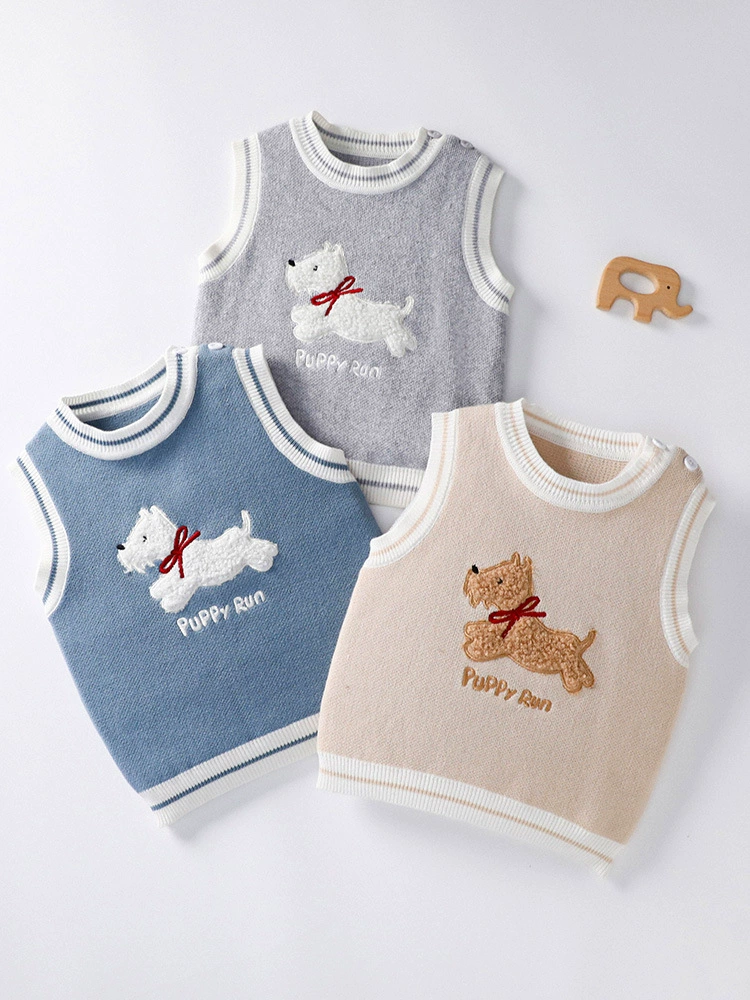 Spring and autumn new vest cardigan Korean style pullover knitted sweater wholesale children’s clothing dog children shawl