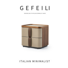 BERA65#2025新款意式极简实木床头柜马鞍皮现代简约设计师卧室家