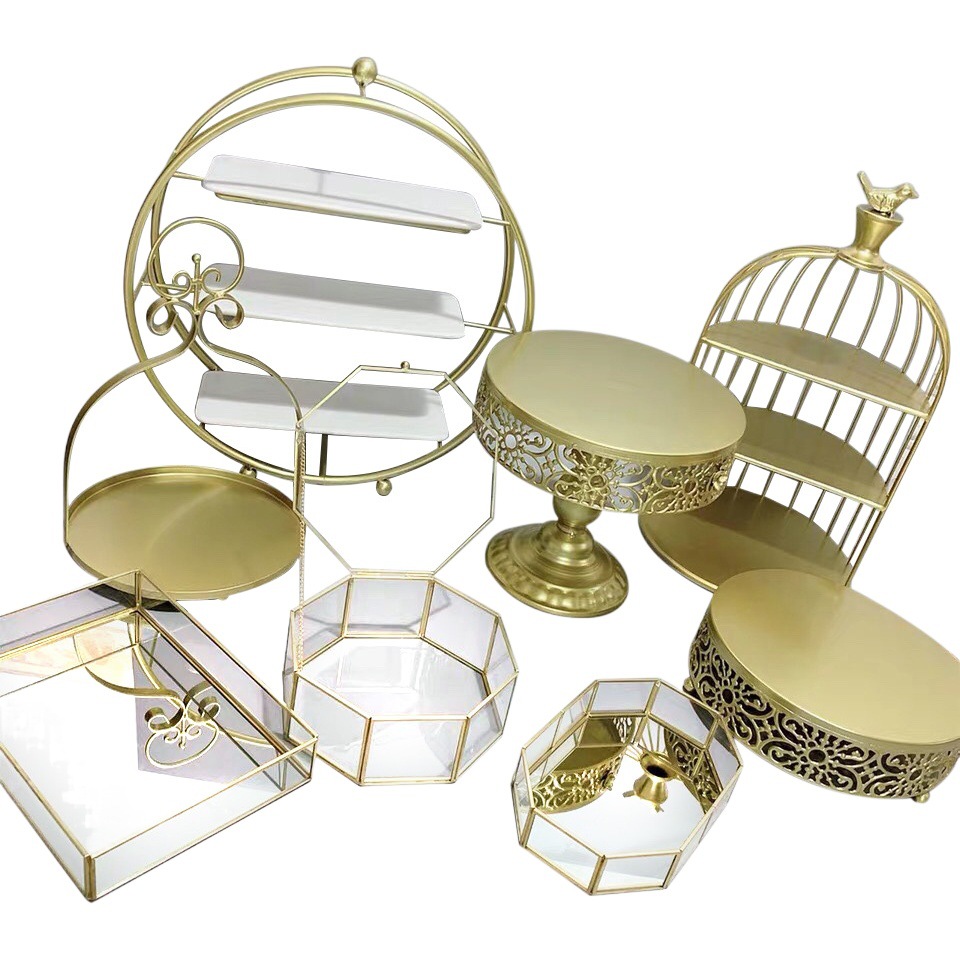 Decoración de mesa de postre de estilo europeo soporte de exhibición té de la tarde plato de merienda estante de la torta comida fría té romper la mesa decoración Arreglo de La boda