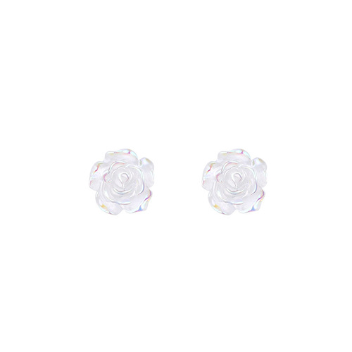 s925 sterling silver colorful rose earrings for women sweet light luxury niche design ins fairy gentle flower earrings
