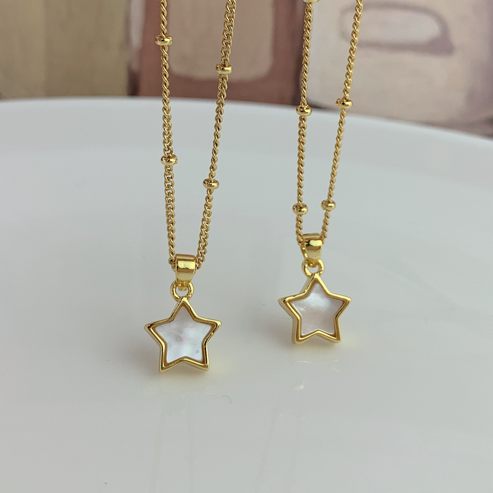 10g Weight Shell Inlay Material Fashion Star Copper Inlaid Shell Necklace