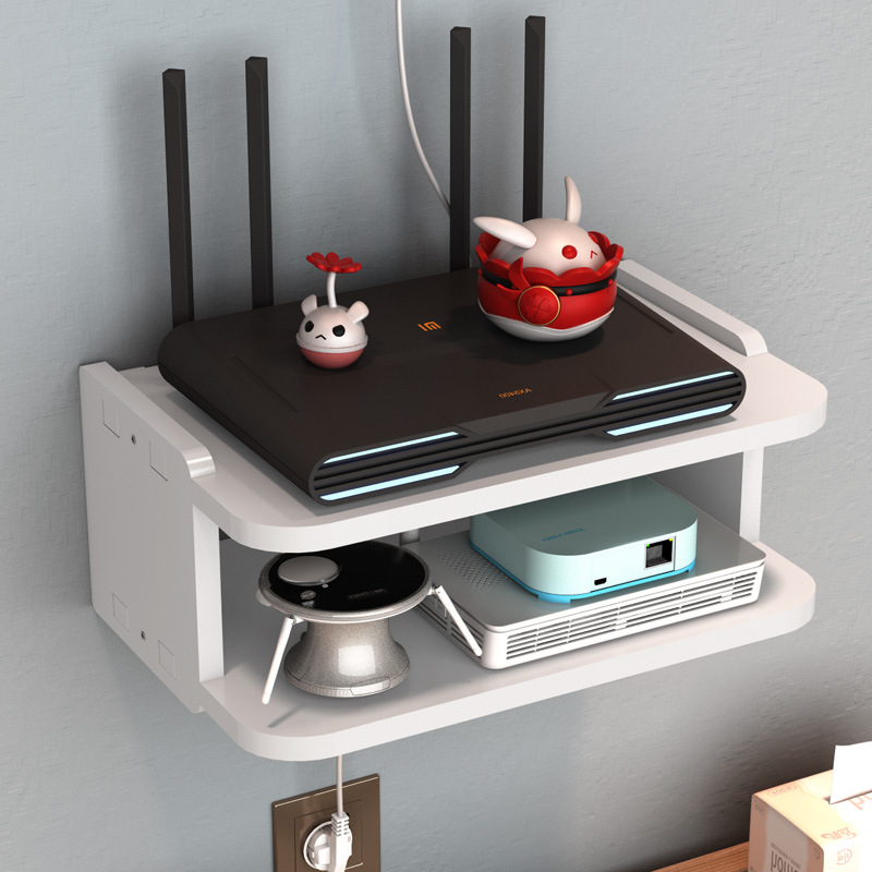 Hole-free Router Placement Rack Wall-mounted Living Room Set-top Box Wall-mounted Plug-in Light Cat Wifi Wireless Storage Box
