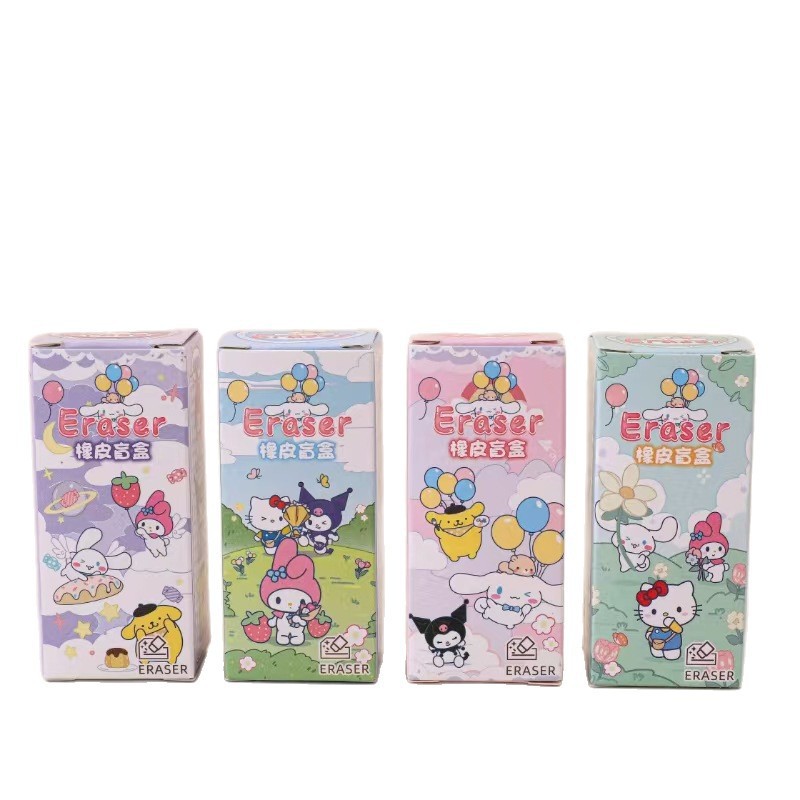 Caja ciega de lápiz de goma de dibujos animados de alto valor estéreo borradora de papelería borradora de lápiz regalo de vacaciones