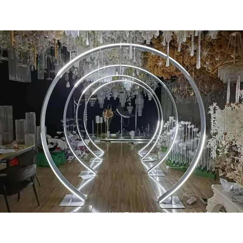 流水门双面菱形发光婚庆道具拱门背景灯几何时光隧道新款LED路引