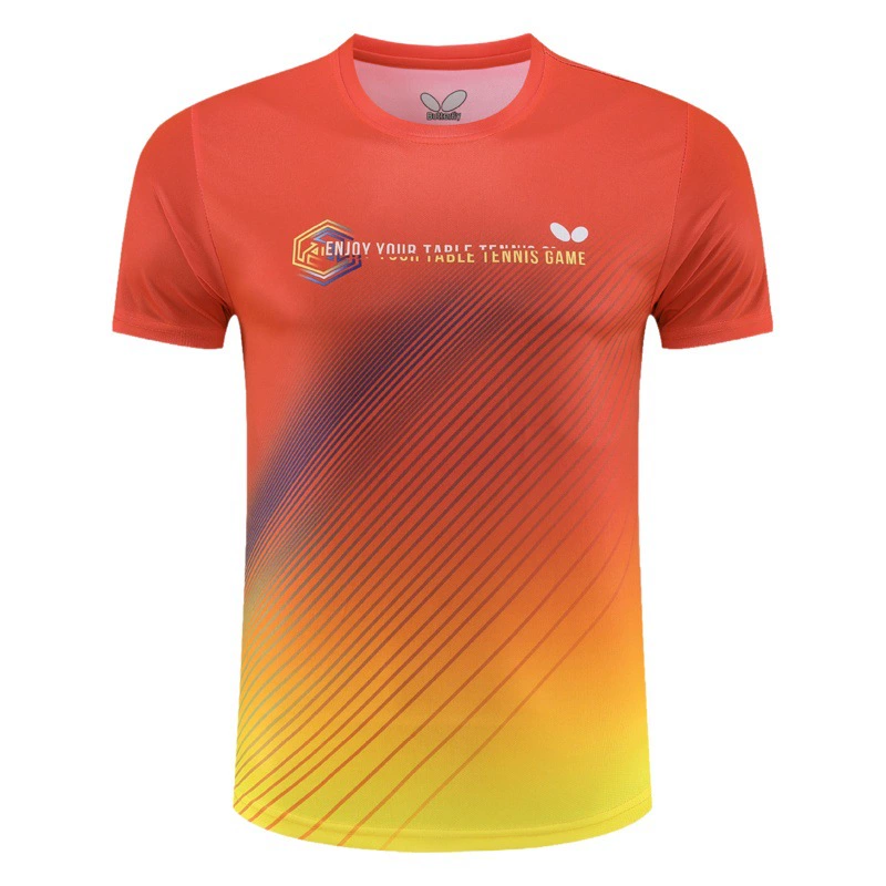 Новые футболки для настольного тенниса для мужчин и женщин, быстросохнущие дышащие спортивные футболки с короткими рукавами для детских тренировок и соревнований с принтом.