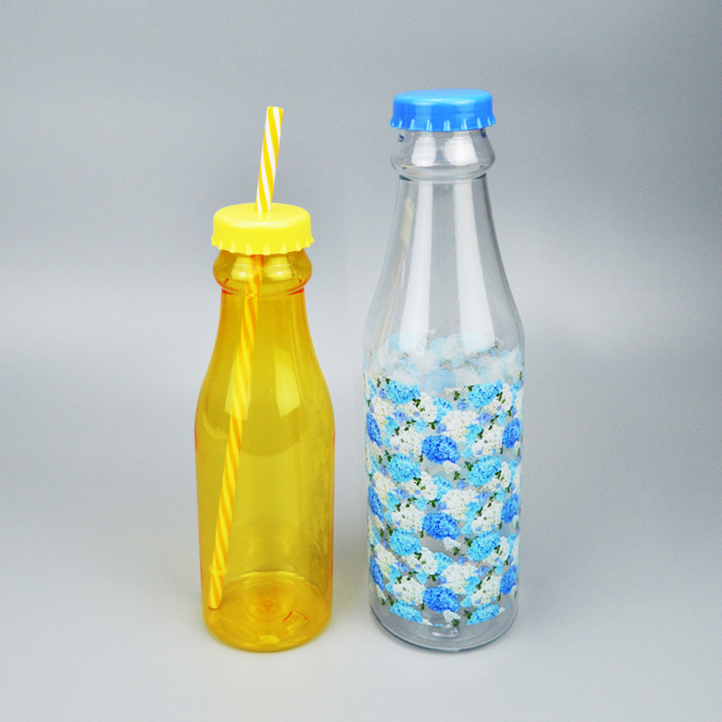 厂家直供 PET汽水瓶 吸管冷水瓶 热转印塑料瓶 运动水杯