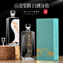 新款高档白酒瓶加厚底玻璃酒瓶空瓶密封玻璃瓶酒盒酒包装单支酒盒