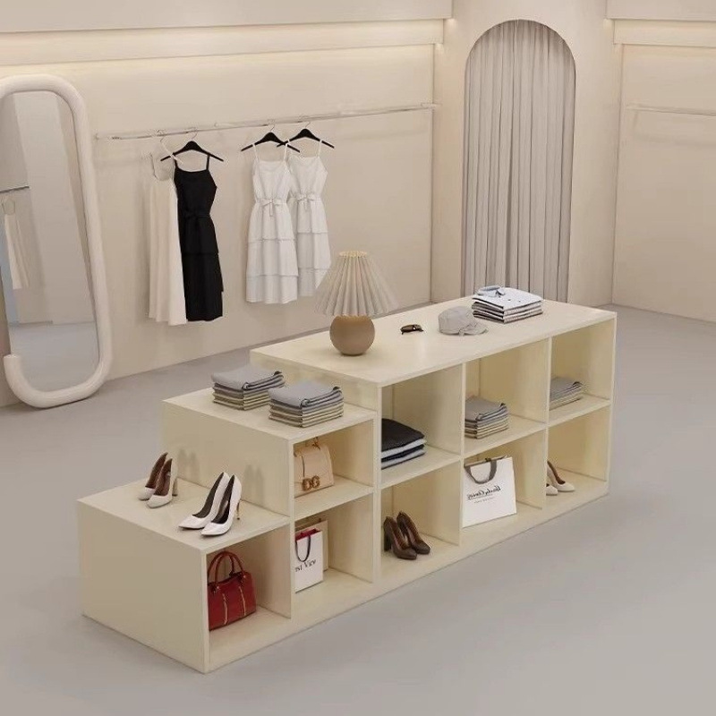 服装店简约中岛台中间摆放流水台女装收纳鞋包陈列柜展示柜服装店