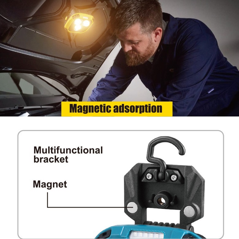 Nueva luz de trabajo multifuncional al aire libre iluminación de emergencia al aire libre Luz de camping alto brillo larga resistencia con imán de gancho