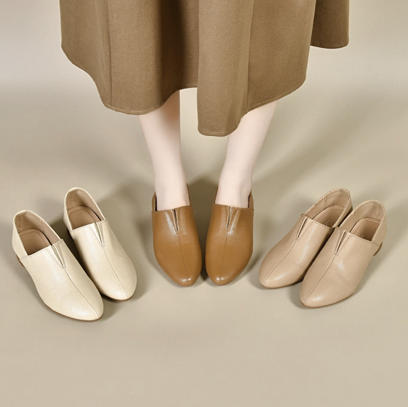 Sheepskin French Ankle Boots Women's Autumn Pointed Toe Stiletto Dress Genuine Leather Nude High Heels Deep Mouth Shoes Ankle Boots