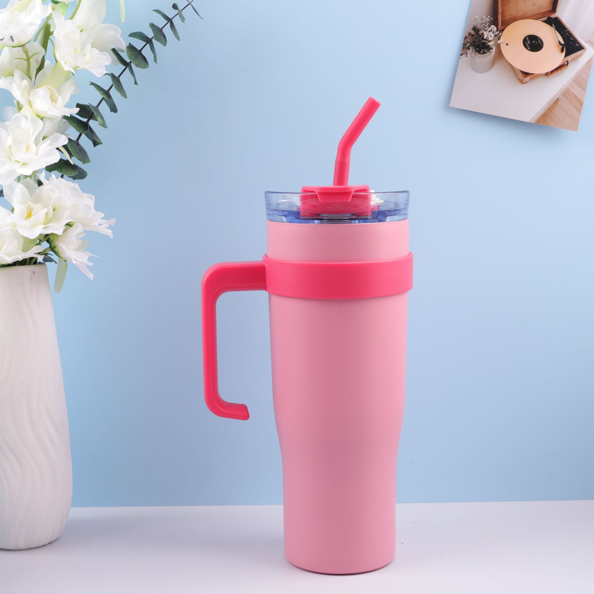 Popular Big Mac taza de café 304 de acero inoxidable taza de vacío mango coche de alta calidad de gran capacidad de paja taza de agua