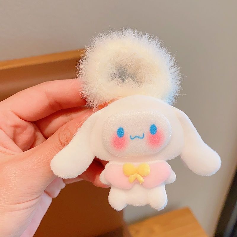 Otoño y invierno de peluche cuerda de cabeza niñas niñas de alto nivel sensación niñas jade Gui perro anillo de pelo 2024 nueva niñas pelotas correa de piel