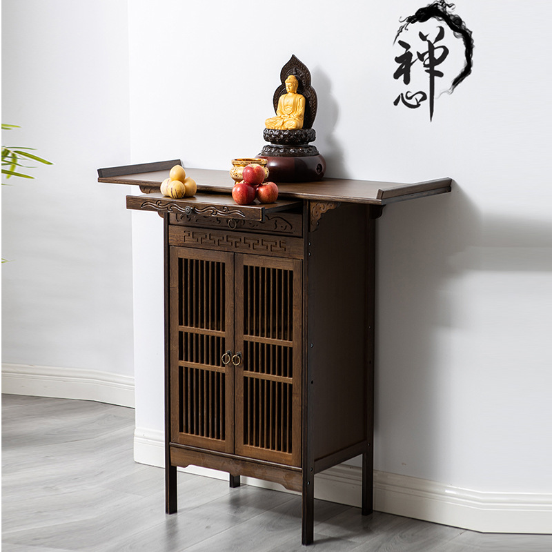 New Small Apartment Sacrifice Table Temple Buddha Table Home God of Wealth Table Solid Wood Buddha Niche Sacrifice Table Living Room Sacrifice Table Sacrifice Table