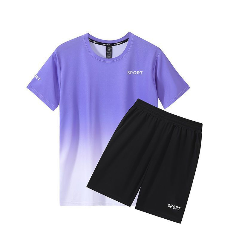 Summer Men's and Women's Sportswear Short-Sleeved Suit Ice Silk Quick-Drying Shorts Fitness T-Shirt Running Basketball Training Two-Piece Set