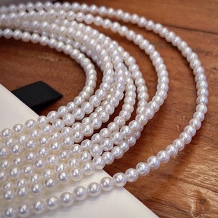 Giant worth of fresh water akoya millet chain 3-4mm cold white baby pearl necklace clavicle chain through hole beaded