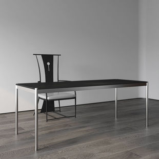Modern Minimalist Home Dining Table Office Desk Stainless Steel Rectangular Industrial Style Bauhaus Ins Style Computer Desk