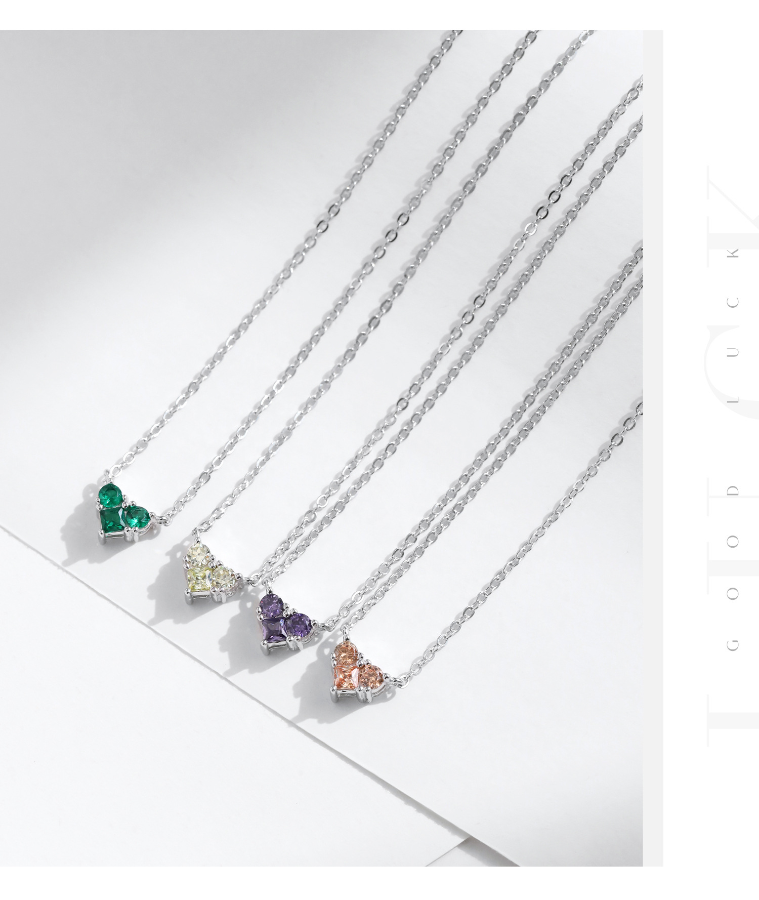 1 Pieza Plata De Ley 925 Forma De Corazón Piedra Del Zodíaco Plata De Ley 925 Cadena Portacables Collar Colgante display picture 3