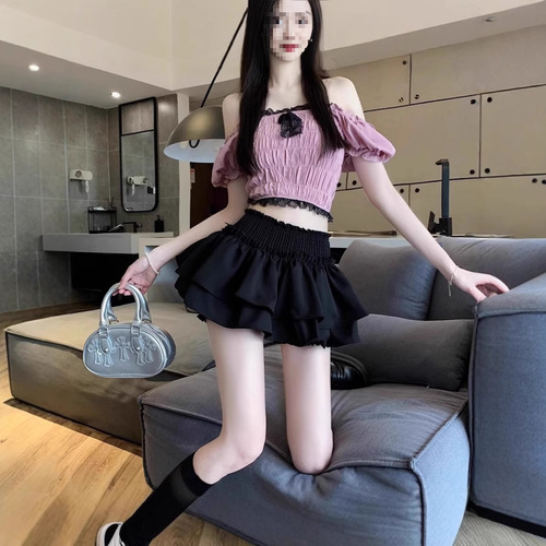 Flower bud skirt white puffy high waist new ballet ruffled wind shorts cake skirt skirt summer female spicy sweet 